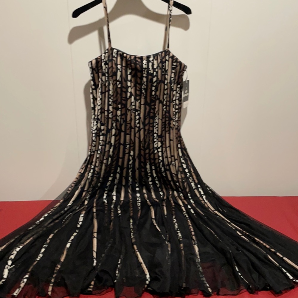 Sandra Darren Tulle Animal Print Pleated Dress 10